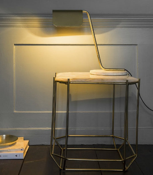 Luxe Sloped Table Lamp - Gold & Marble