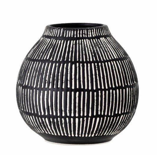 Elveda Deco Vase, Black, Stoneware