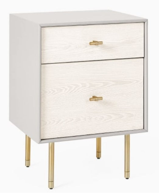 Modernist Wood + Lacquer Bedside Table, 53.34x43.18x66.04cm