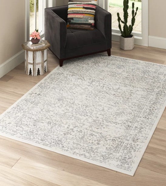 Copenhaver Power Loom Off-White/Medium Gray/Charcoal Rug, 275 x 200cm