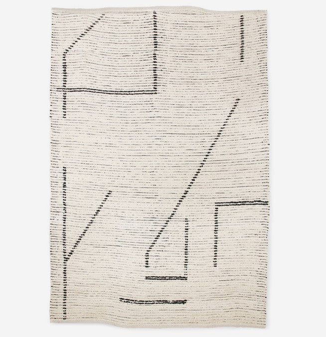Hand Woven Cotton Rug Cream/Charcoal (200x300)