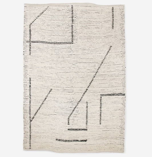 Hand Woven Cotton Rug Cream/Charcoal (200x300)