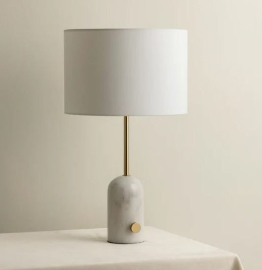 Penn - white marble and brass table lamp
