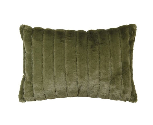 Olive Green Ribbed Cushion Cover