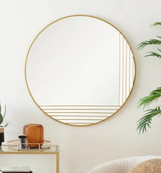 Gold Line Round Wall Mirror, 80cm