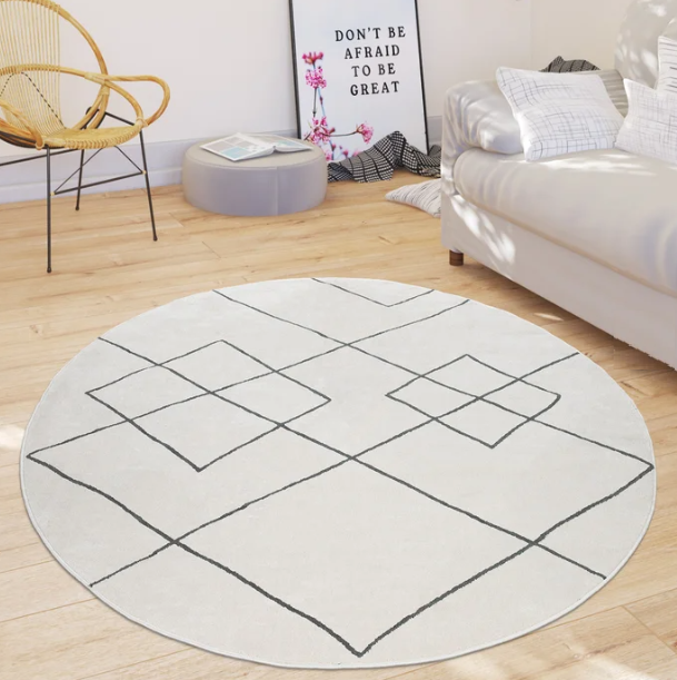 Laila Modern Skandi Lozenge Power Loom White/Black Rug - 200x290cm