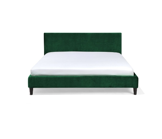 Velvet EU Super King Size Bed Emerald Green FITOU, 214x190x87cm