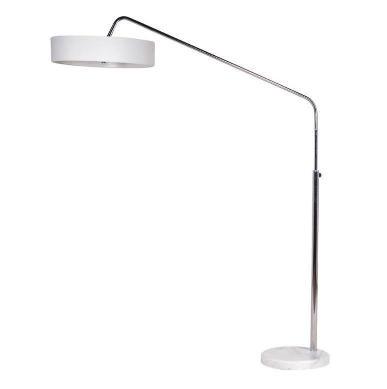 Chrome Floor Lamp with White Shade, H:184x W:150 cm