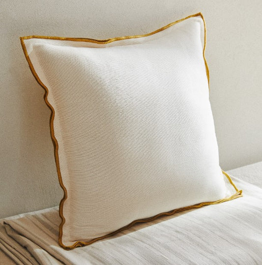 Double Overlock Cushion Cover, Ecru 45x45cm