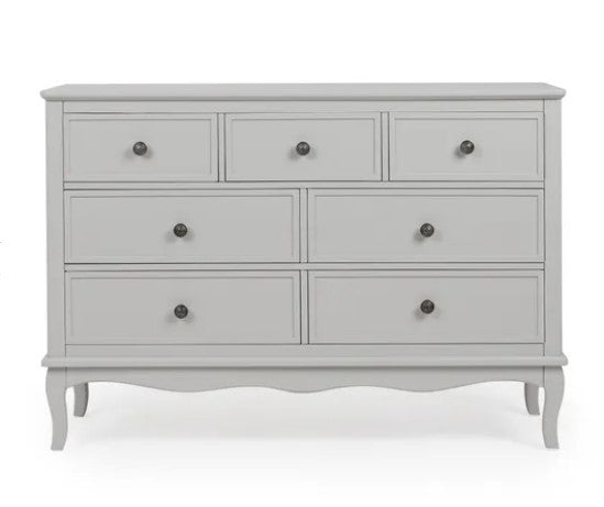 Clara 7 Drawer Chest, Grey & Pine, 84x122x40cm