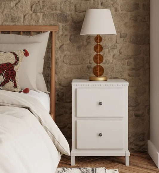 Marco 2 Drawer Bedside Table, Ivory, 63x40x35cm