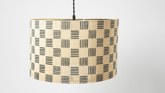 Ena Geometric Print Black Bamboo Shade, 25x45x45cm