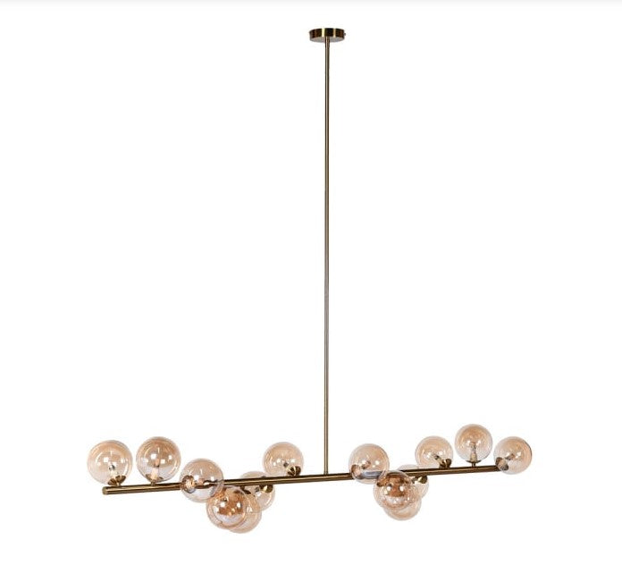 Amber Brass Globe Chandlr, 138x150x260cm