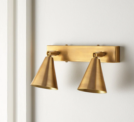 Crick Double Spotlight In Antiqued Brass