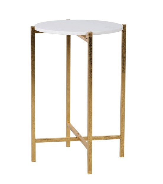 Faux Marble Top Gold Side Table, 63x43.5cm