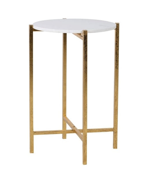 Faux Marble Top Gold Side Table, 63x43.5cm