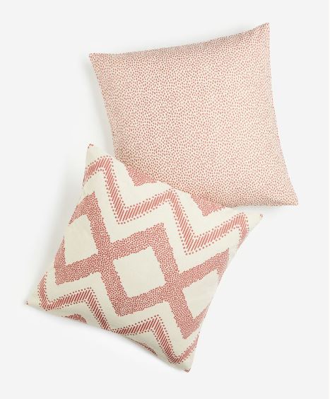 Cotton canvas cushion covers, Dark old rose/White 50x50cm