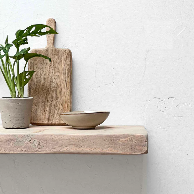 Wooden Rustic Floating Shelves Handcrafted Using Sustainable Solid Wood in a Shabby Chic Finish | 5cm Thickness