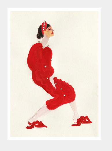 Red with Pearls By Amelie Hegardt 30x40cm