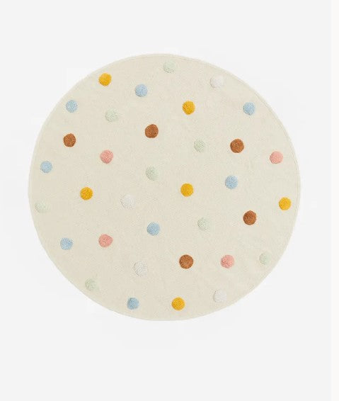 Tufted-spot Cotton Rug, Light beige/Spotted - 130cm