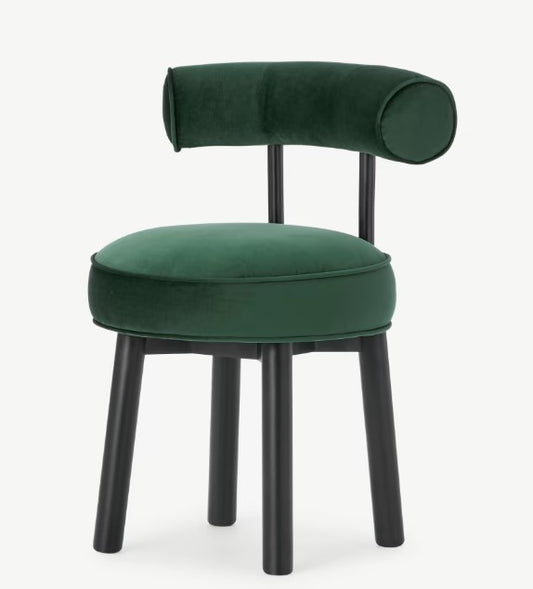 Arais Dining Chair, Moss Green Velvet with Black Legs