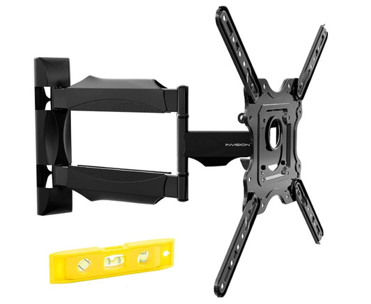 Invision TV Wall Bracket Mount for 24-60 Inch Screens, VESA 100x100mm up to 400x400mm, Tilts Swivels & Extends for Flat & Curved TVs, Includes Spirit Level, Weight Capacity 36.2kg (HDTV-E)