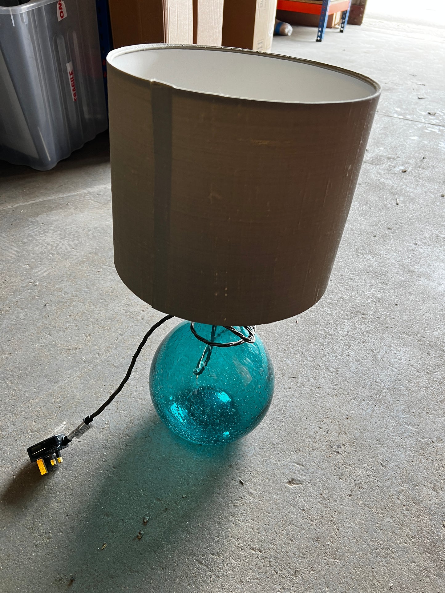 Table Lamp with Cerulean Glass Base