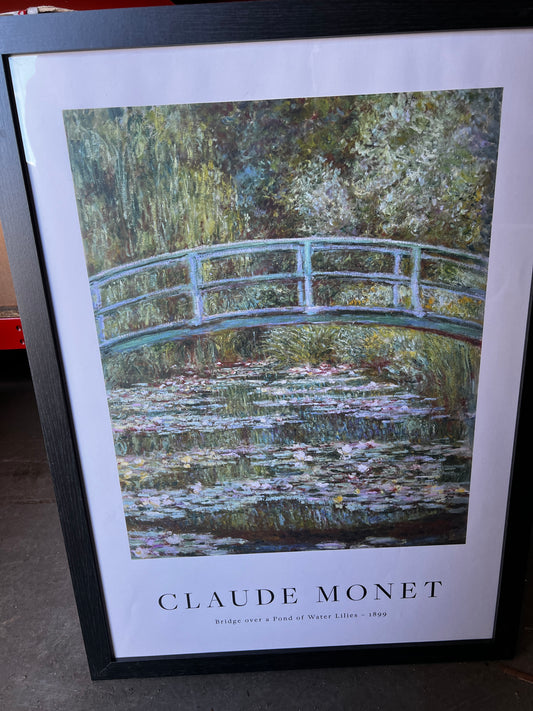MONET - BRIDGE OVER A POND OF WATER LILIES, 50 x 70cm, framed