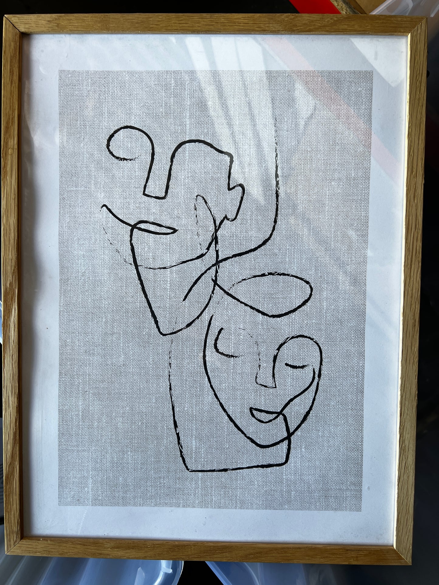 Texture Line Faces Poster, 30 x 40cm, framed