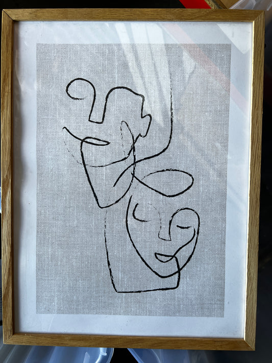 Texture Line Faces Poster, 30 x 40cm, framed