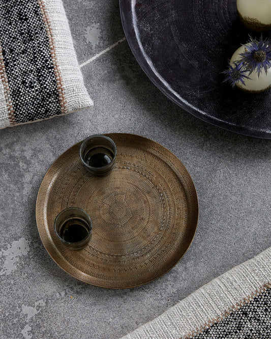 Tray, Jhansi, Antique brass finish