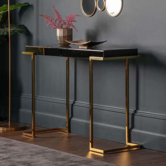 Delray Black Mirrored Console, 116.7x39.5mmx78.7cm