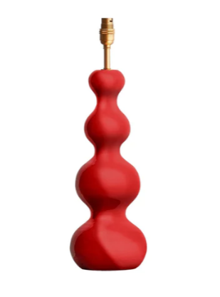 Smaller Wobster Table Lamp In Red Lacquered Wood, 0 x 15 x 48.5cm