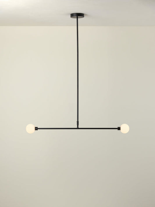 Teebah - 2 light matt black and opal ceiling pendant