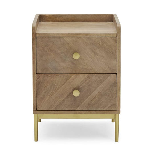 Rumi 2 Drawer Bedside Table, 54x40x35cm