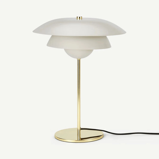 MADE.com Brunswick Layered Table Lamp, Warm Grey & Brass Metal