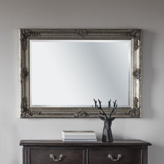 Abbey Silver Ornate Rectangular Wall Mirror