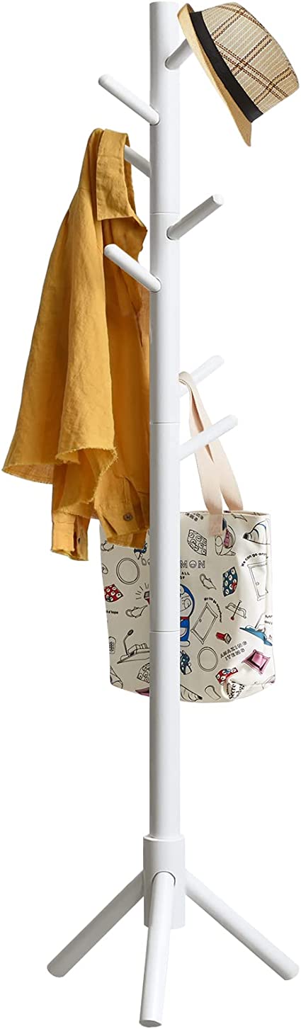 IBUYKE Wood Coat Rack Free Standing, 40x40x181cm