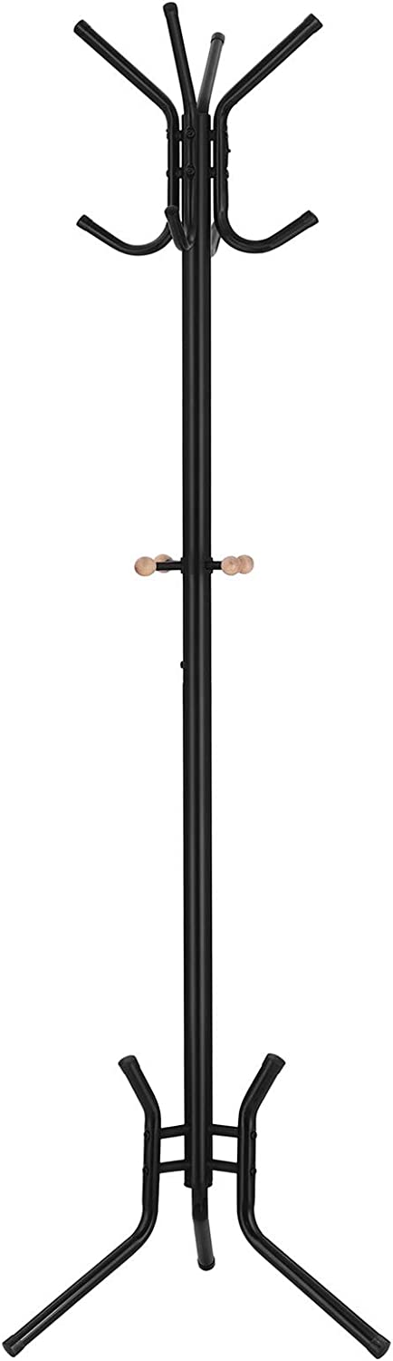 Stylish Metal Coat Rack Stand Hanger 12 hooks 176 cm Black