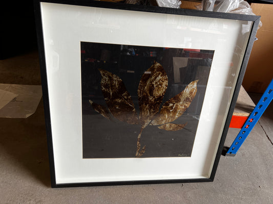 Gold Painted Leaves, 67 x 67cm, framed