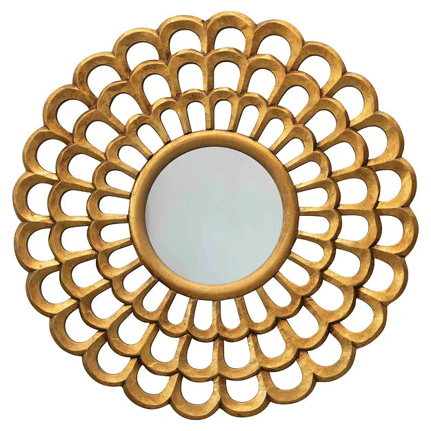 Hand Carved Scalloped Wall Mirror