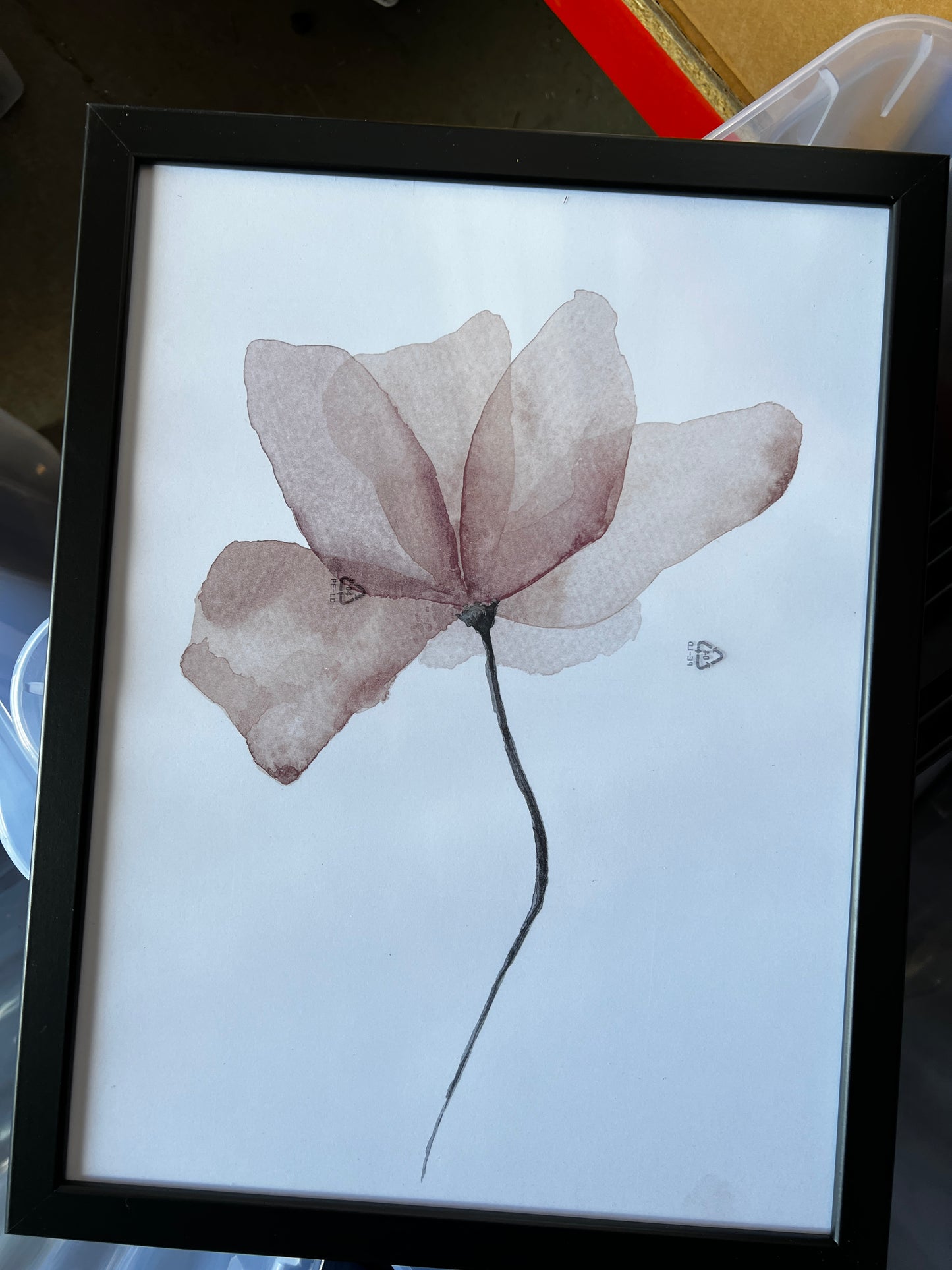 Aquarelle Flower Poster, 30 x 40cm, framed