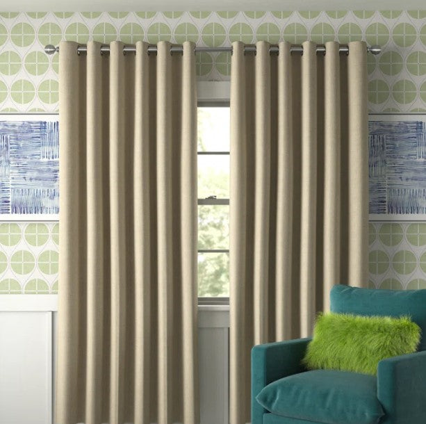 Berrian Velvet Chenille Thermal Pencil Pleat Top Door Curtain (Set of 2), Beige