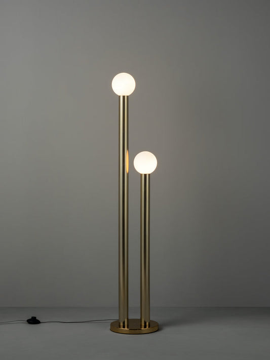 Chubes - 2 light brass floor lamp, 25x123cm