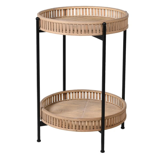 2 TIER BAMBOO SIDE TABLE, 70x49cm