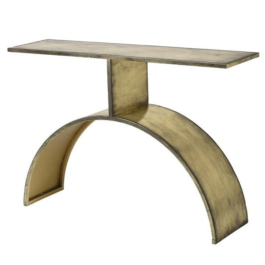 Demi Lune Antique Gold Console Table, 84x125x33cm