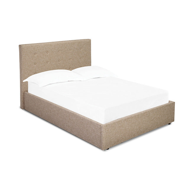 4'6 LUCCA DOUBLE BED BEIGE, 113x154x208cm