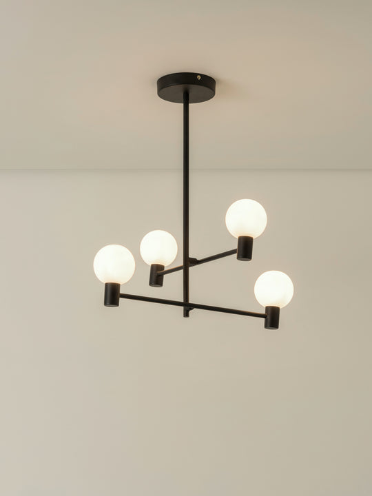 Pico - 4 Light Matt Black Flush Pendant, 50x45x45cm
