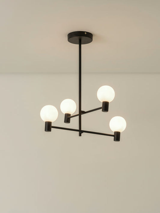Pico - 4 Light Matt Black Flush Pendant, 50x45x45cm