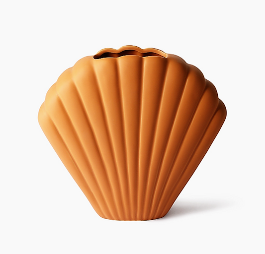Ceramic Shell Vase Brown M